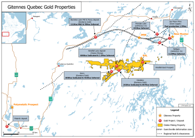 Gitennes to Commence Exploration on Three Quebec Gold Properties