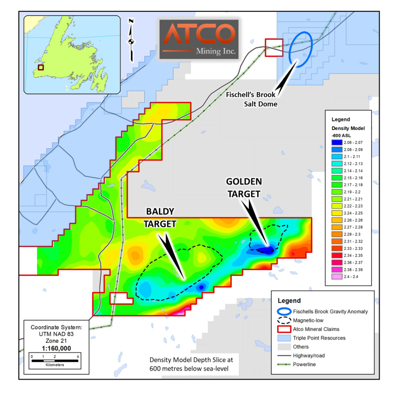 Atco Mining Receives Final Airborne Results and Confirms Presence of Large Salt Dome Structures and Obtains U.S. Listing
